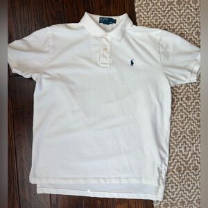 LN Mens Classic Polo Ralph Lauren White Mesh Polo Shirt - Sz Lrg